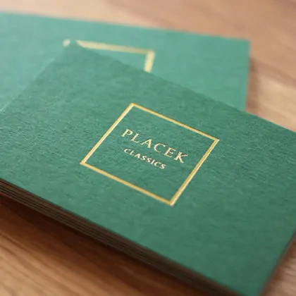 Visitenkarten kaschiert mit Heißfolienprägung gold metallic