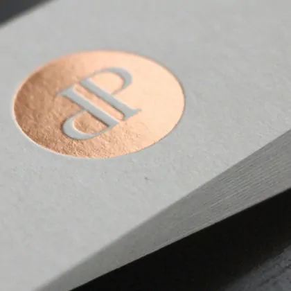 Colorplan Graukarton Visitenkarten mit Folienprägung kupfer roségold