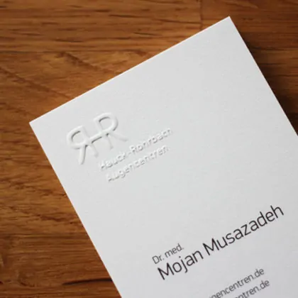 Visitenkarten mit Blindprägung Hochprägung