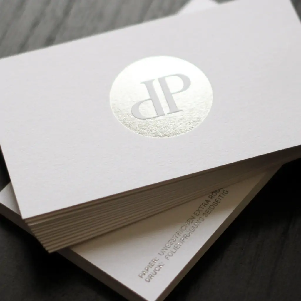 Visitenkarten mit Heißfolienprägung graphit metallic Exklusive Visitenkarten mit Folienprägung graphit silber