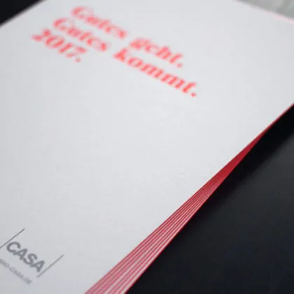 Letterpress Karten Compliment card mit neon Farbschnitt