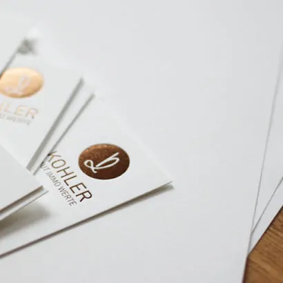 Folienprägung Businessset Kohler goldbraun Ausstattungspapier