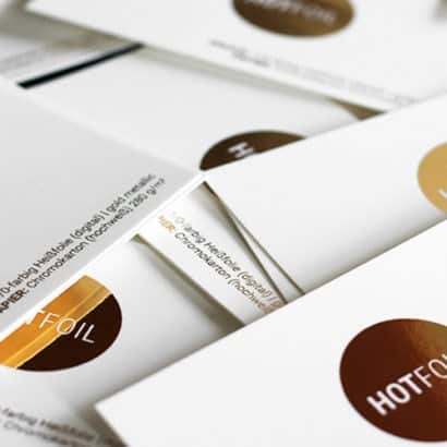 Chromokarton Visitenkarten mit Foliendruck gold