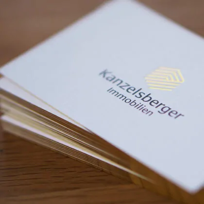 Folienschnitt Visitenkarten Champagner gold