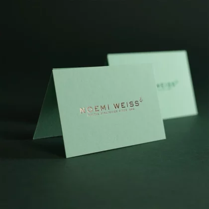 Visitenkarten park green mit roségoldener Folie